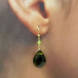 Green Olive glass earrings